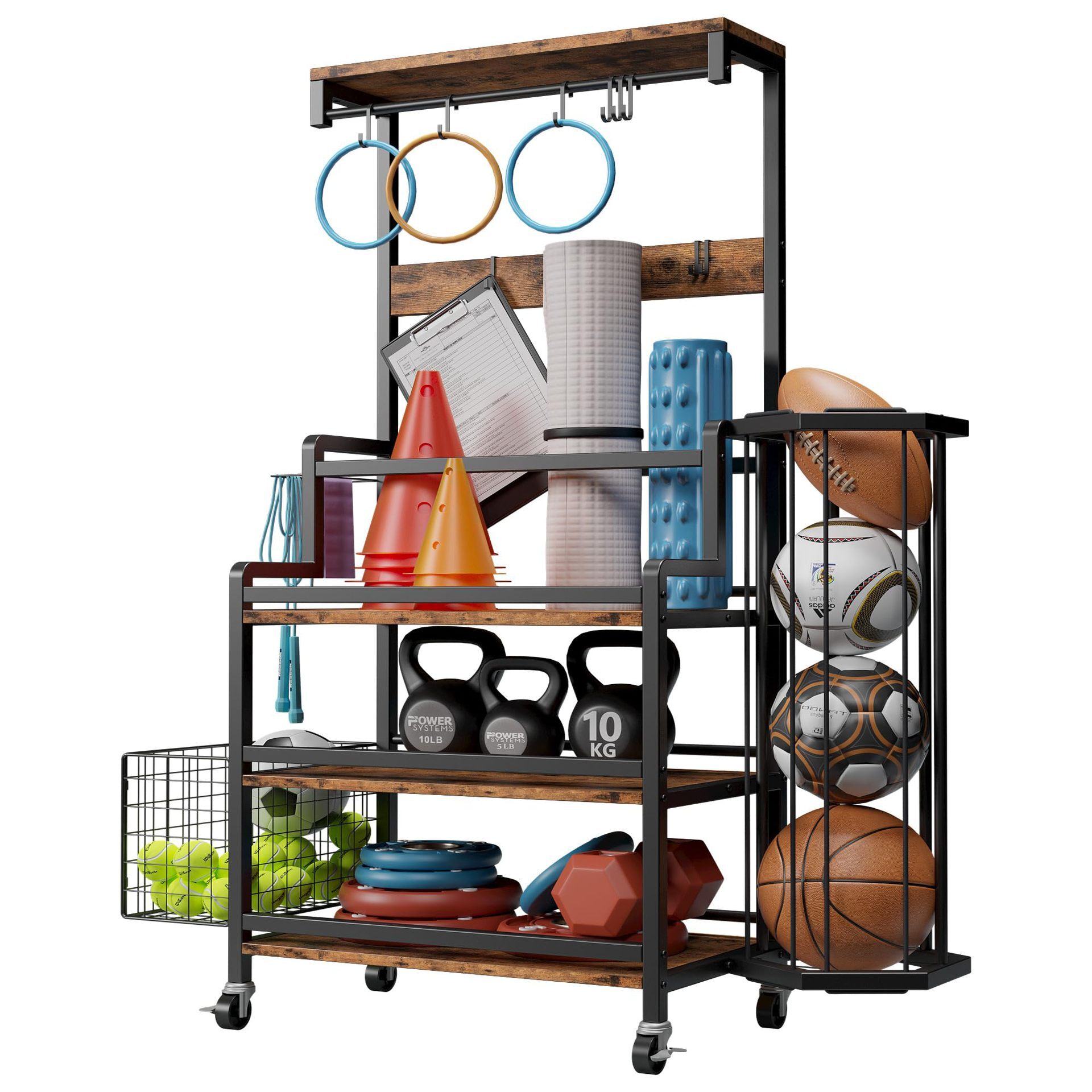 Home gym collection racks, gym stores (with hooks and wheels)