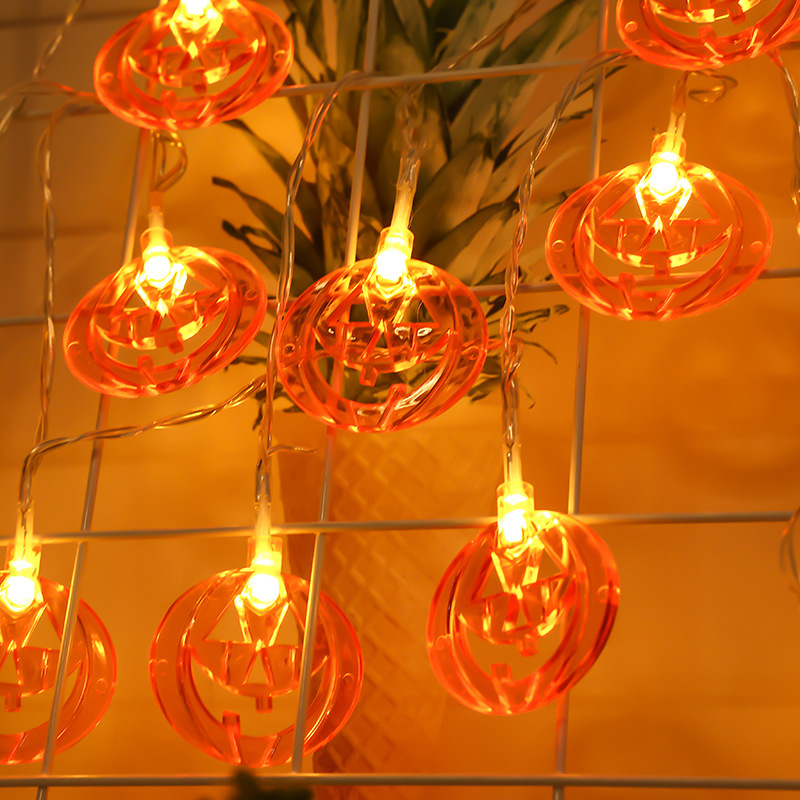 Halloween lanterns decorating pumpkin product box led light box stringed with ghost bats for Christmas.