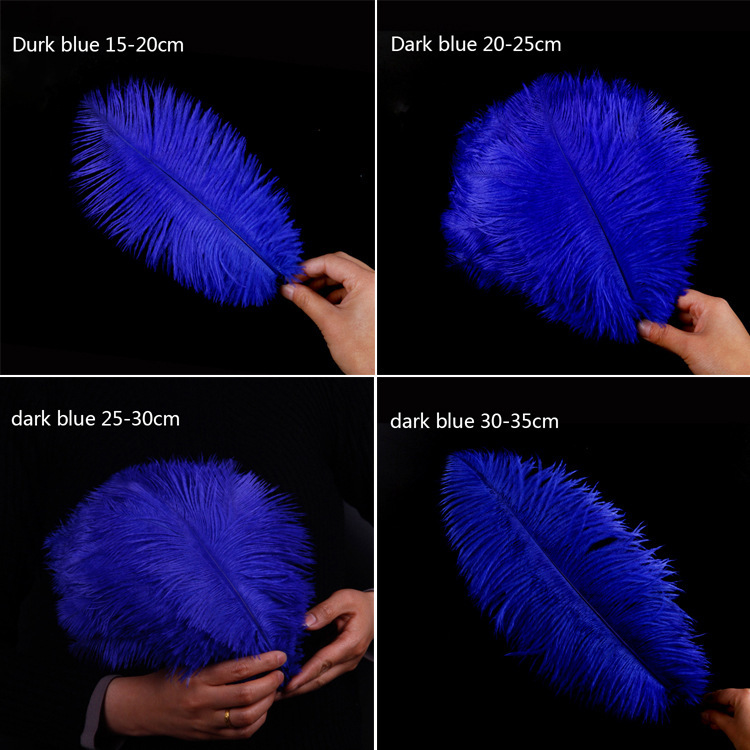 The blue ostrich feathers, DIY, led the dinner table and the bouquets to the hair of the feathers.