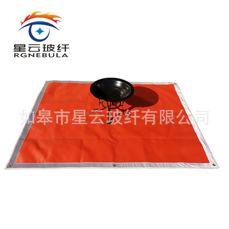 Red brown barbeque fire-reflecting blanket family outdoors with hot barbeque camp insulation ash pads