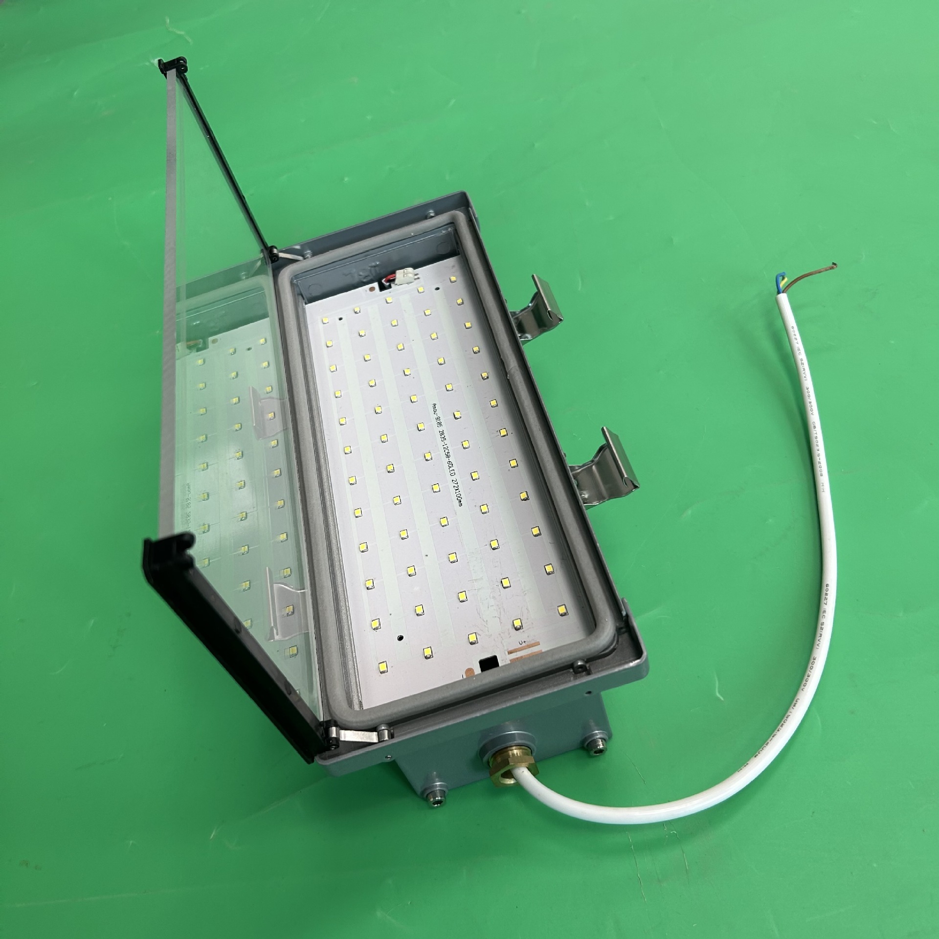 An outdoor waterproof tunnel lighting unit.