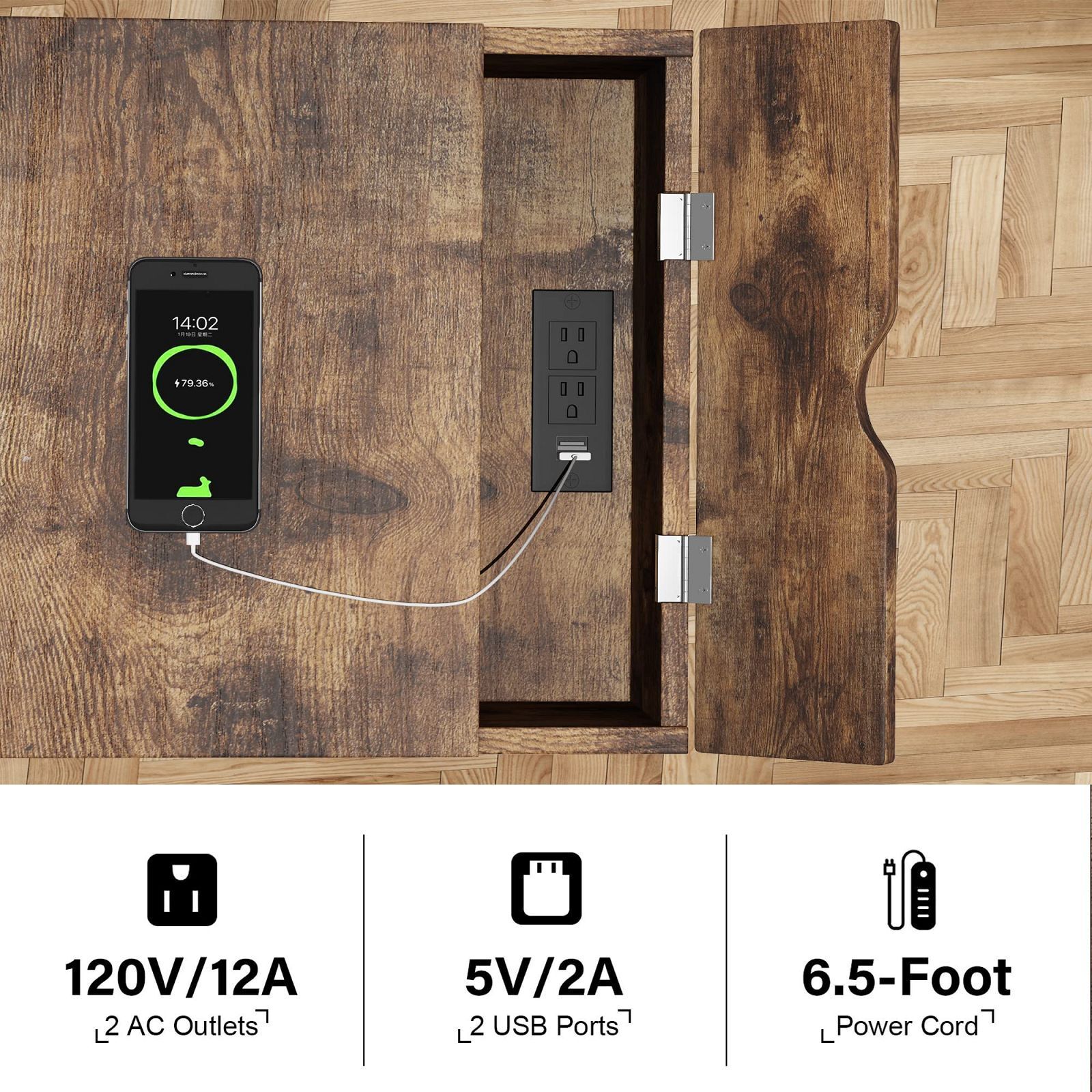 Directly sold by the factory, bedside cabinet, with charging station and USB port, a simple side desk drawer.