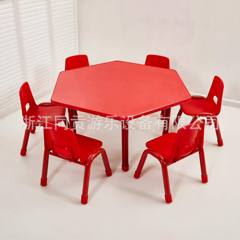 Play with young children's tables and chairs for fire panels, eight-point table game, children can regulate creative desks