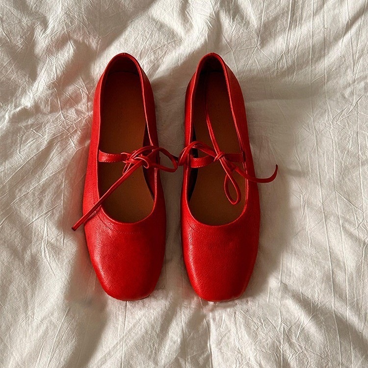 Real skin ~ 2024 new Mary Jane's soft one-shoe girl with flat-shoeed ballet shoes
