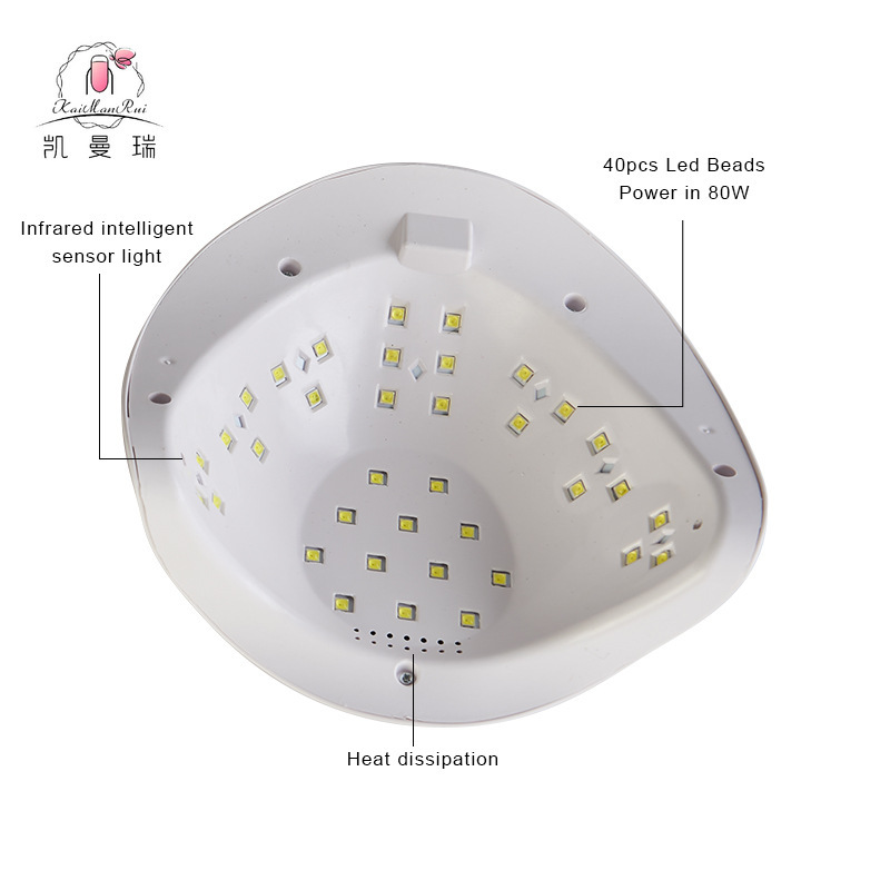 새로운 높 힘 phototherapy 빛은 충분히 손으로 만들어진 못 광택을 말리기 위하여 입니다.