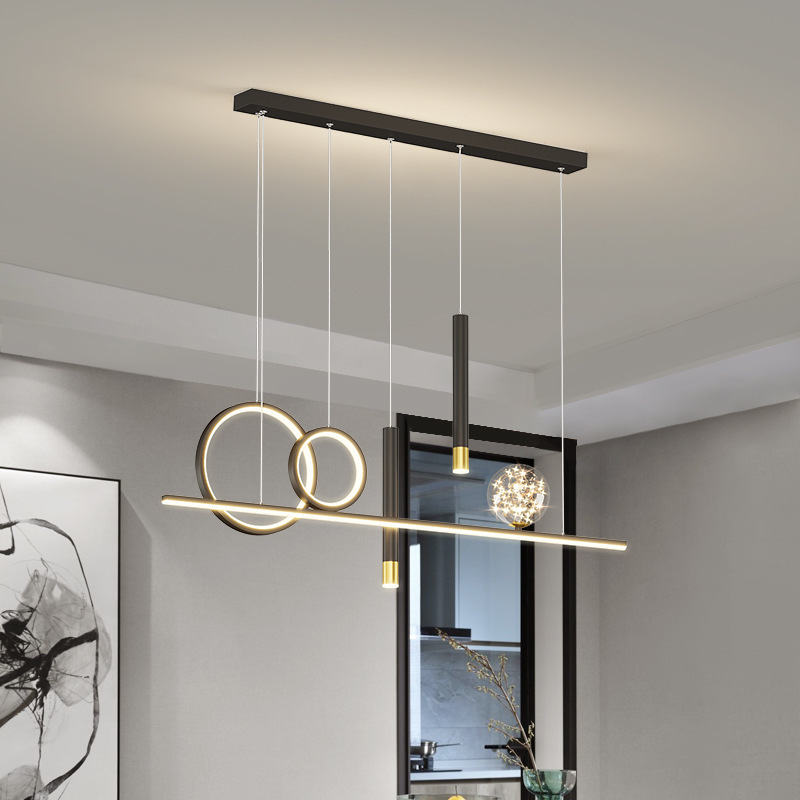 Home-based chandeliers, modern and simple artistic ideas, long dining room lights, light and full of star bar lamps.