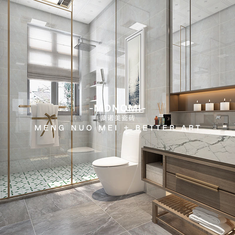 Light luxuriant luminous marble with tiles and tiles in the kitchen toilet wall 400x800 bathroom and toilet bricks.