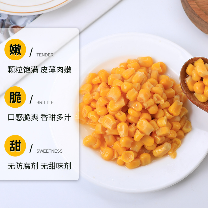 Fresh corn sacks of fruit with sweet corn grains free of cooking and ready-to-eat ingredients