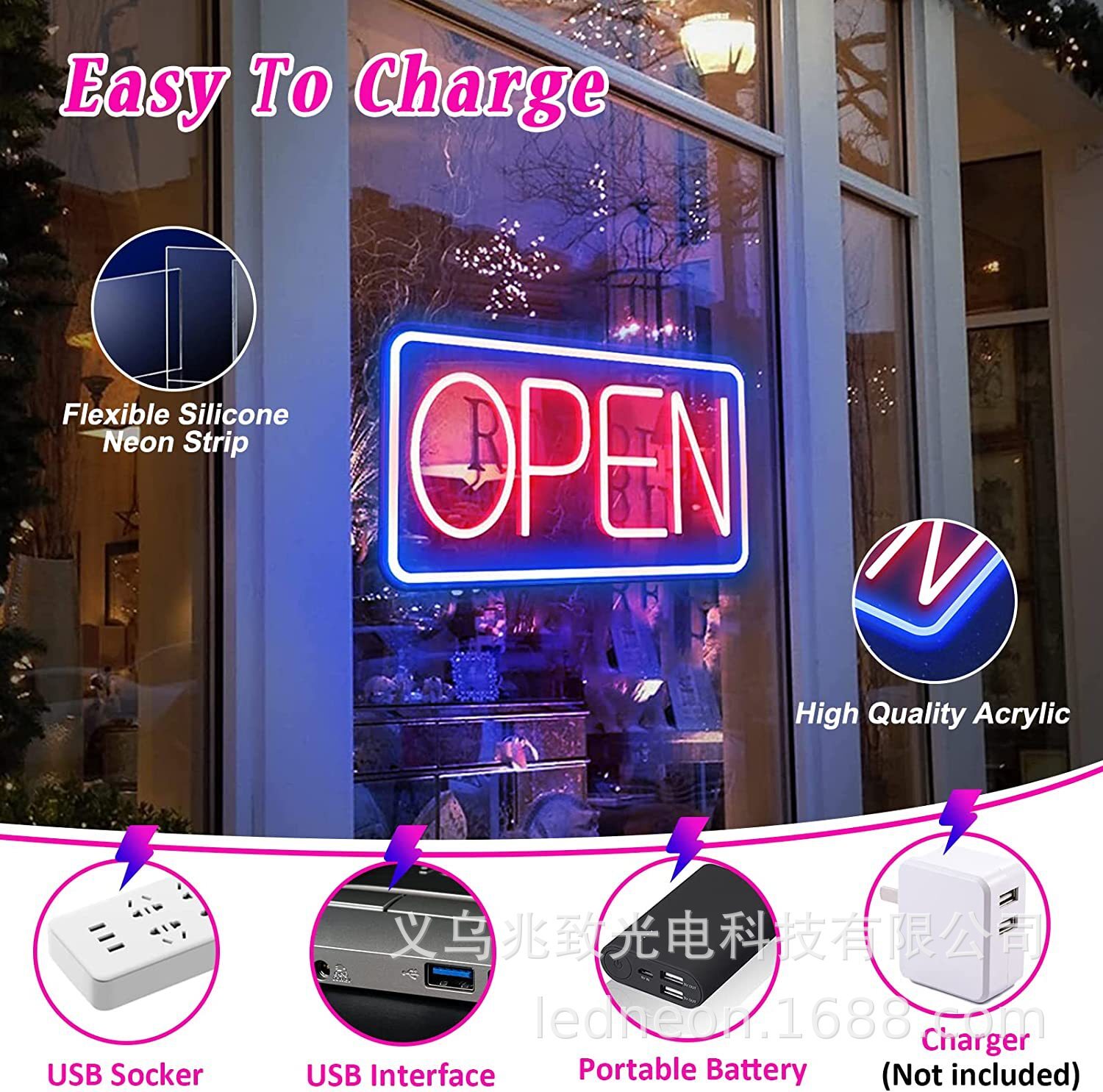 LED OPEN SIGN Business Decoration billboard luminous neon decoration OPEN