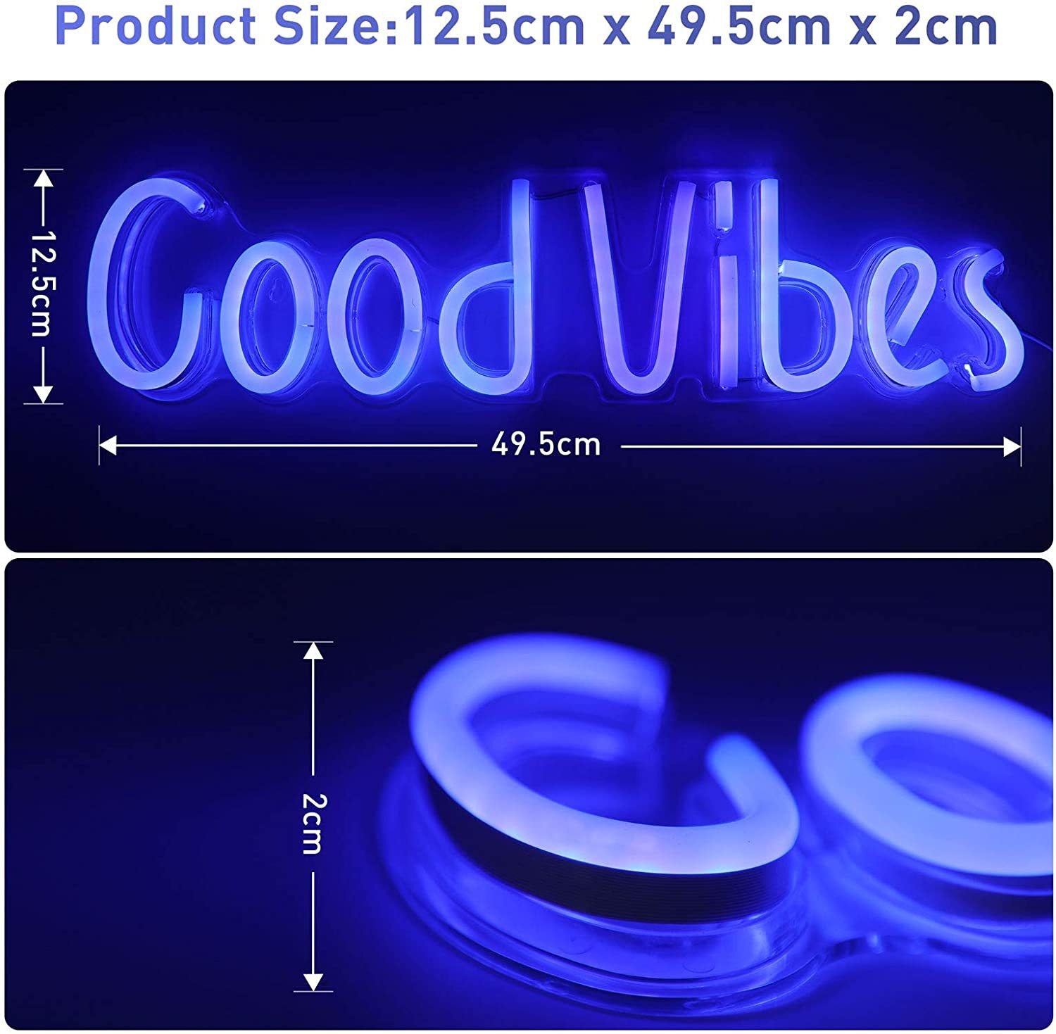 Good Vibes Neon Light Blue LED Neon Wall logo Neon Lights Bedroom Birthday Party