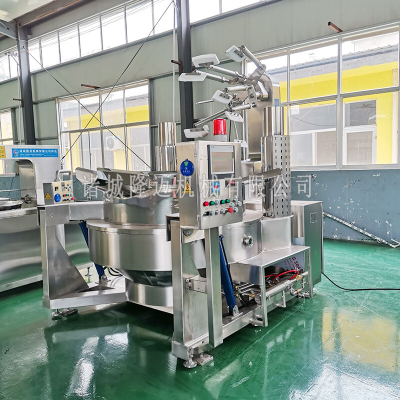 Một nồi hơi nhiều hạt, một máy đậu nành có năng lượng gas, được cung cấp bởi một máy trộn tự động.