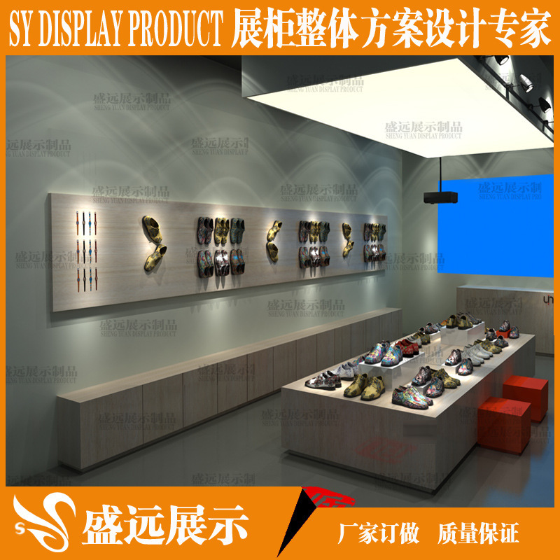 鞋店展示柜 男女鞋展柜 鞋店装修效果图 鞋店中岛柜 木制展柜