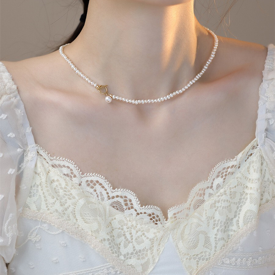 French natural fresh water pearl necklace girl retrospect design OT to wear a hundred-string collar necklace girl.