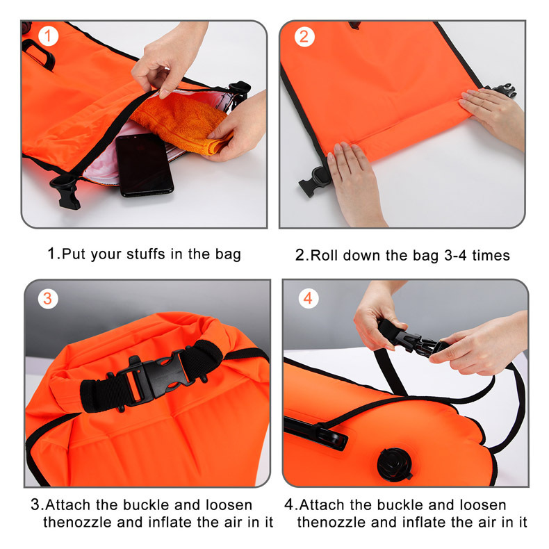 The factory sells cashy swim packs, double-breathers swim with two hands floating, waterproof drifting bags colorful.