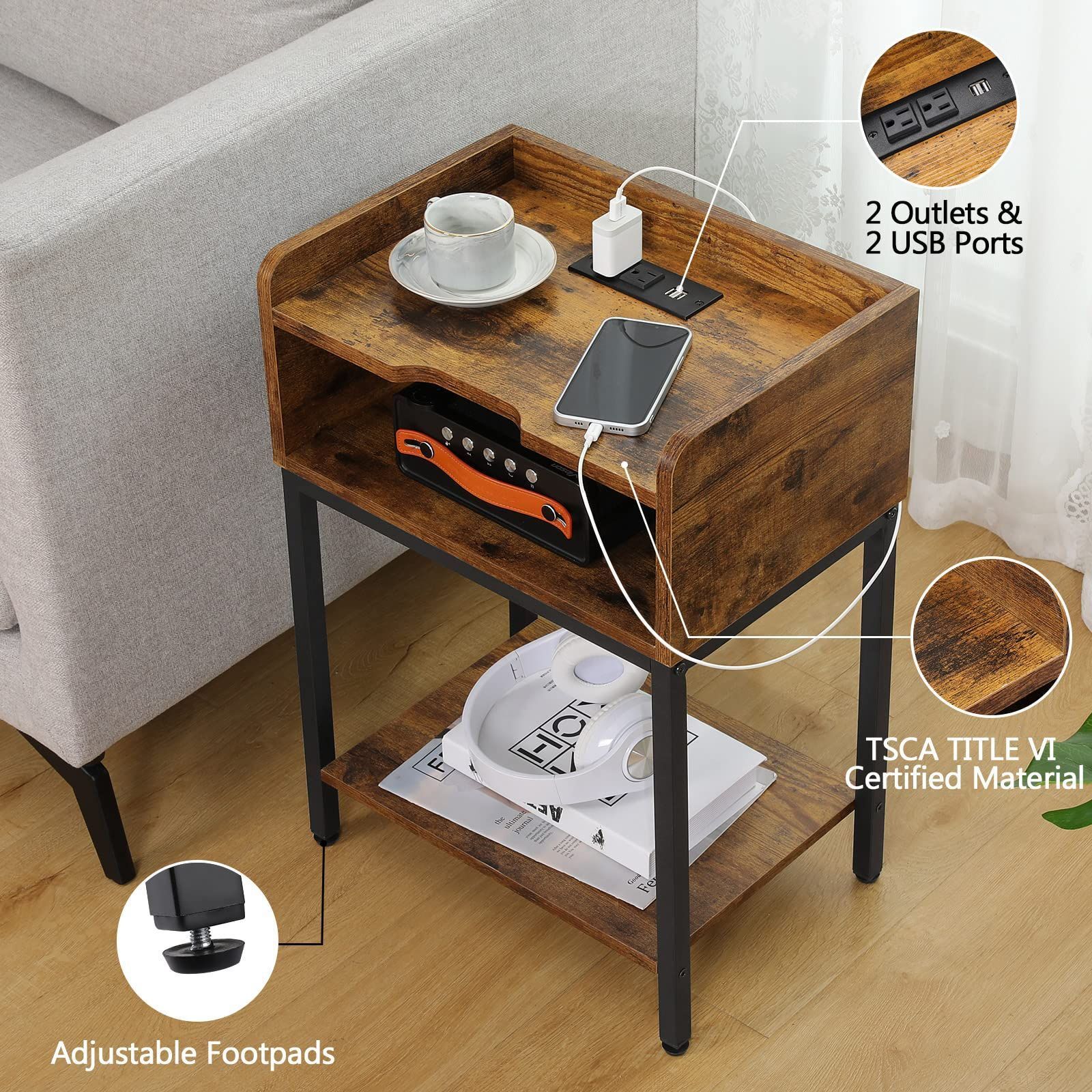 Direct sale, bedside cabinets, charging stations, side tables with USB ports and power outlets