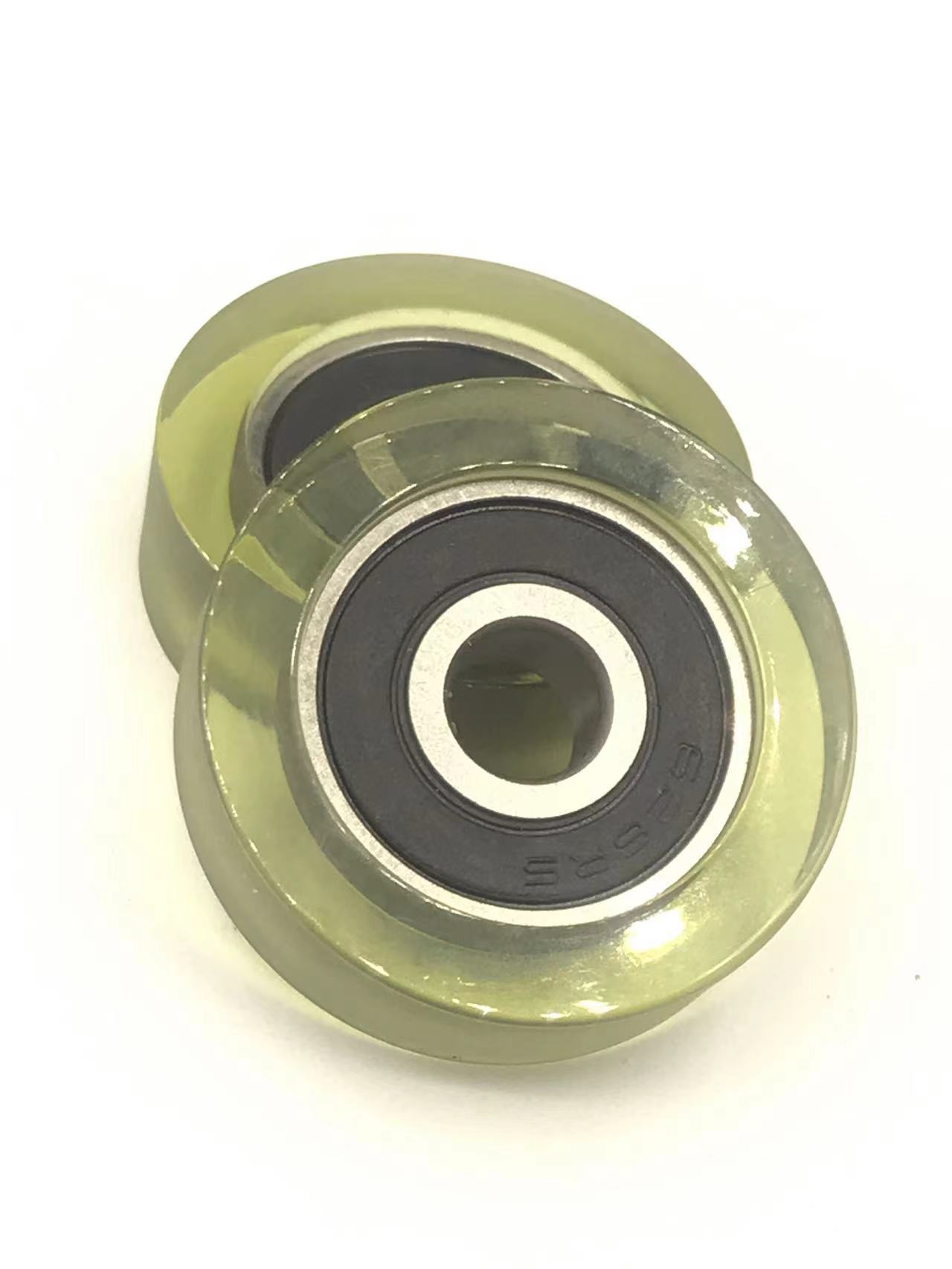 Polyurethane PU-packed silent axle bearings.