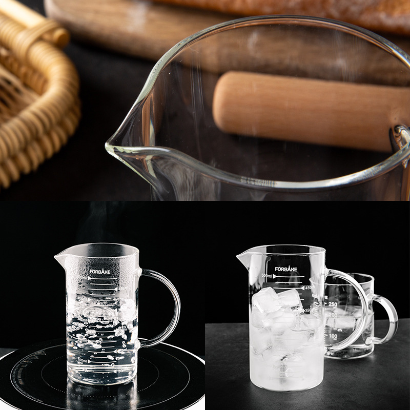 Faucer, glass with thick, high-temperature-resistant glass, home-made milk cup against bursting glass.