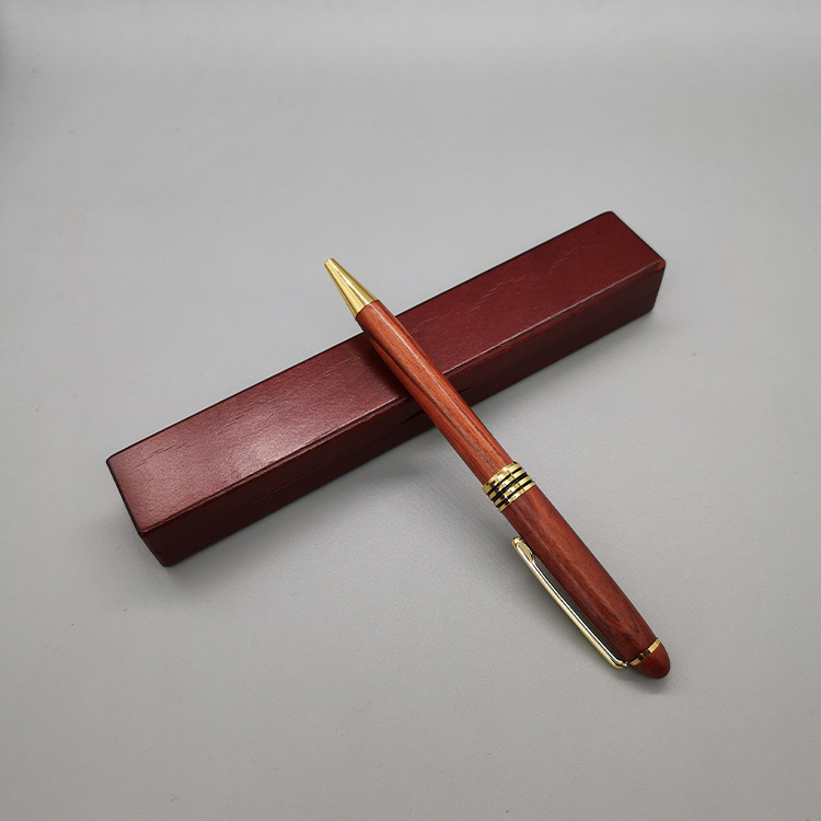 A wooden pen box with a croquette set of printed logo metal croquette plastics designed for students with environmentally friendly piping