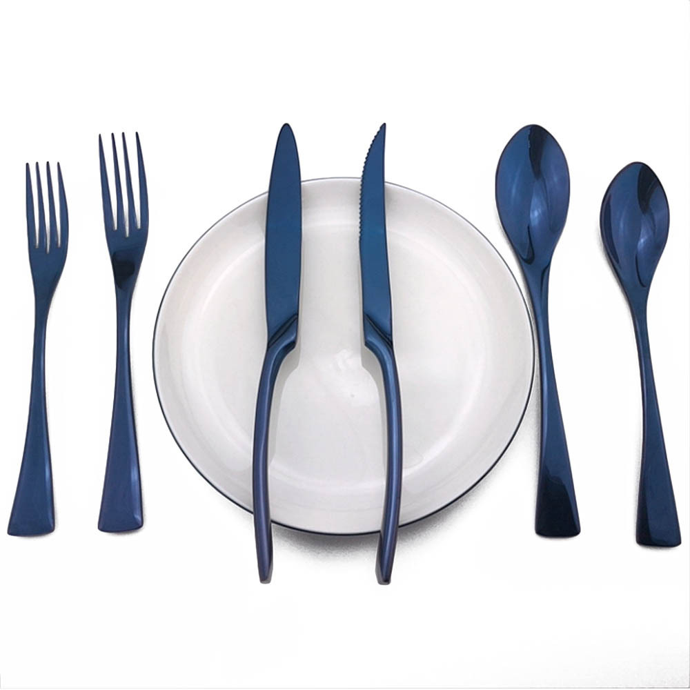 kaya-series stainless steel knife forkper suit, mirror-skinned black steak knife forkper, six sets of Western utensils.