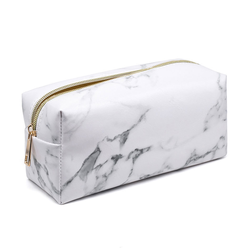 The manufacturer customises the new marble-grain PU makeup bag and collects a large volume of cosmetics.