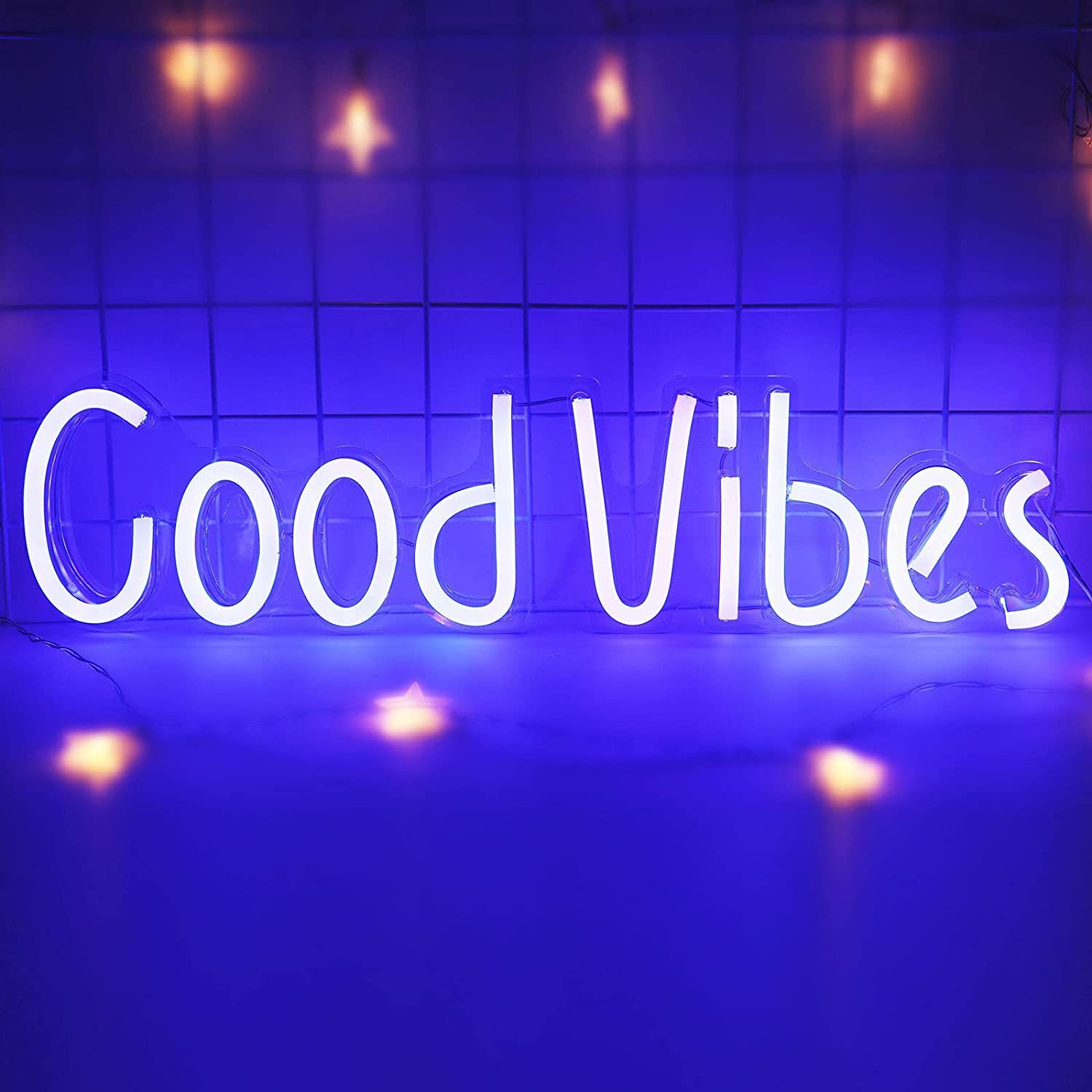 Good Vibes Neon Light Blue LED Neon Wall logo Neon Lights Bedroom Birthday Party