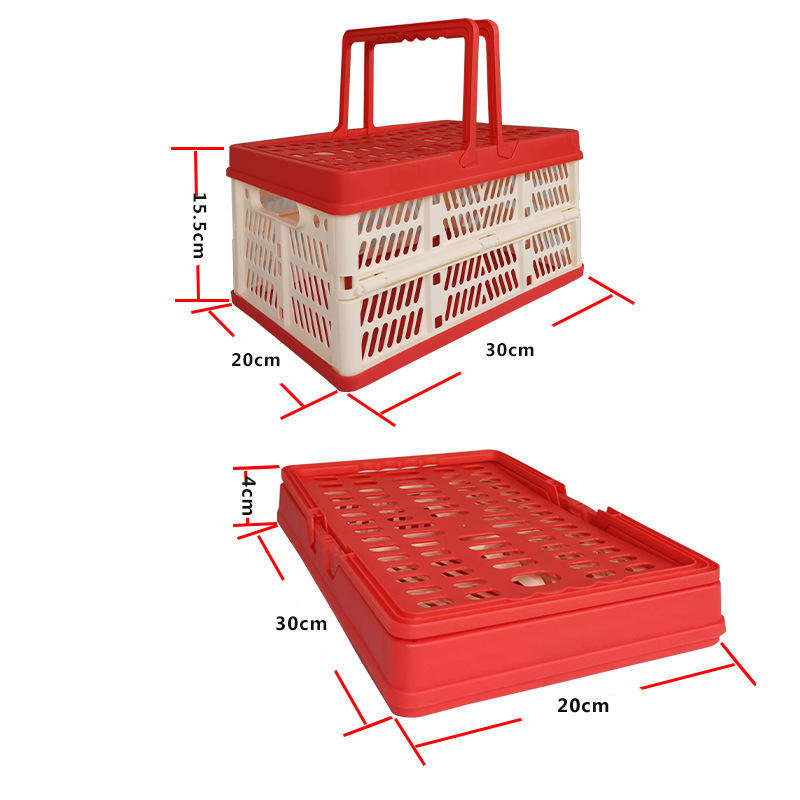 Wholesale shopping basket, beer baskets, silk-printed logo belts, folded plastic baskets.