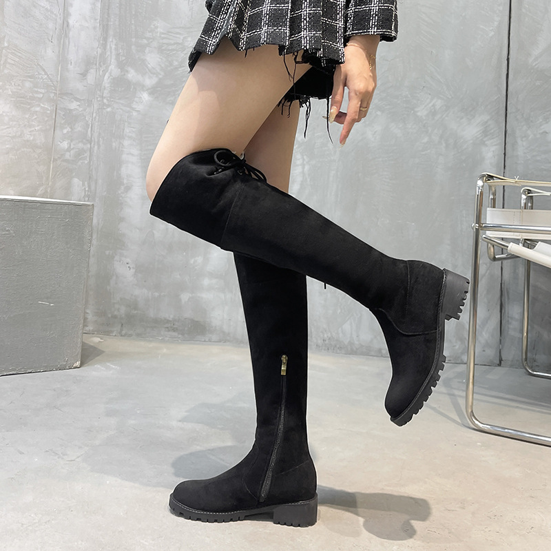 Snow Boots Girl 2023 new lambs with velvet warmer and thinner boots Girl with knee long boots
