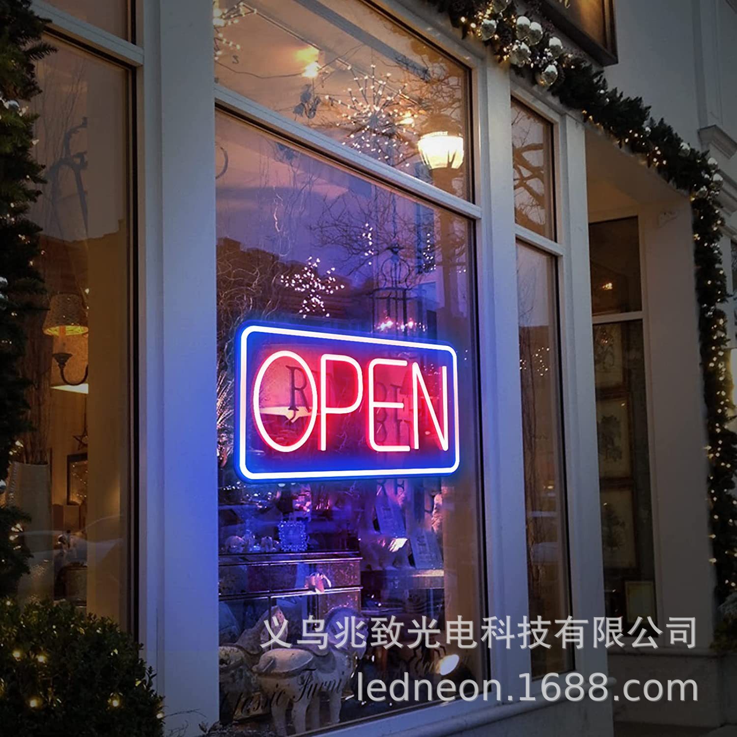 LED OPEN SIGN營業裝飾廣告牌懸掛式發光霓虹燈裝飾OPEN燈