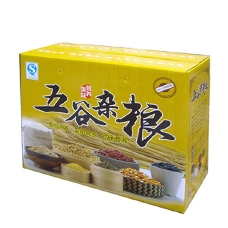 Wholesale of a small farmer's groceries box with rice and red bean grains.