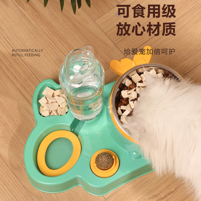 猫碗双碗自动饮水喂食猫食盆狗狗碗猫咪防打翻水碗狗饭盆宠物用品