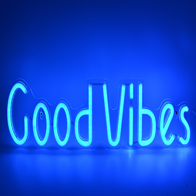 Good Vibes Neon Light Blue LED Neon Wall logo Neon Lights Bedroom Birthday Party