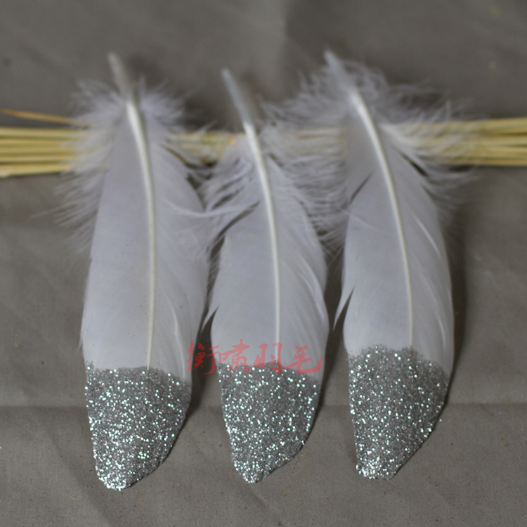 Diy-coloured goose feathers with gold-head craft feather fittings