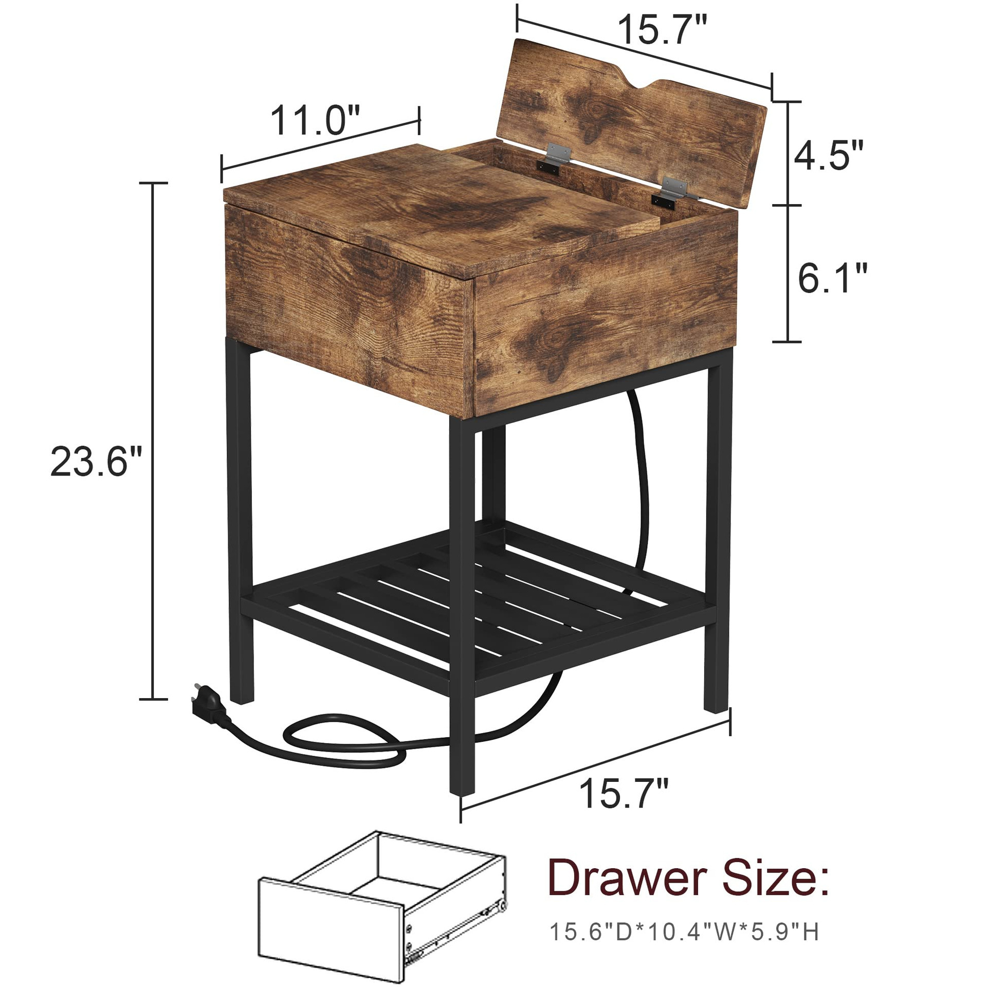 Directly sold by the factory, bedside cabinet, with charging station and USB port, a simple side desk drawer.