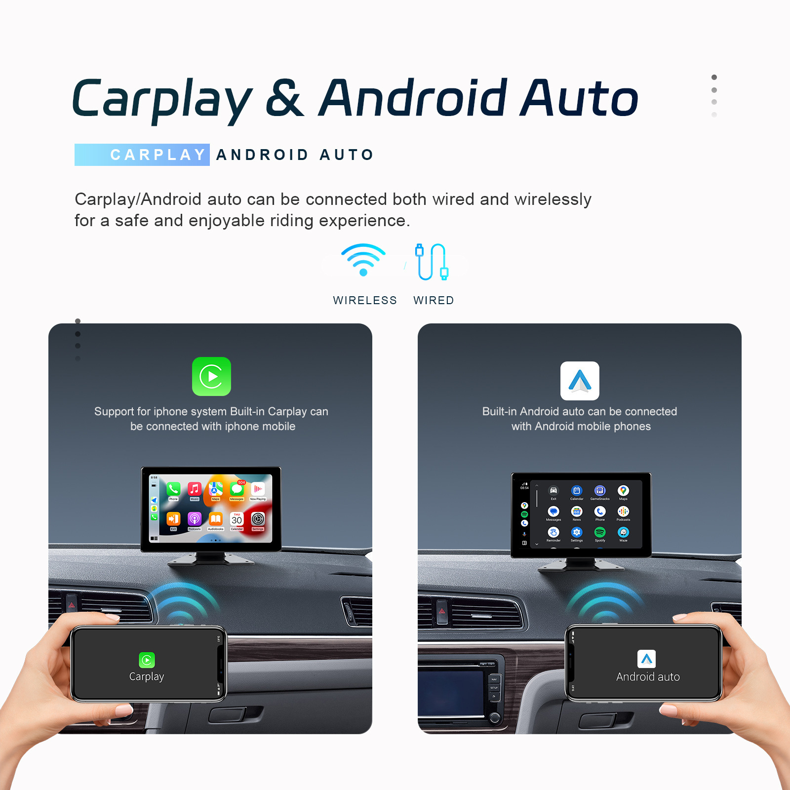 10.1-inch DVR hoàn toàn tiếp xúc với một máy ảnh cáp/một để kéo dài bốn / tải video/CarPlay/ Autoface