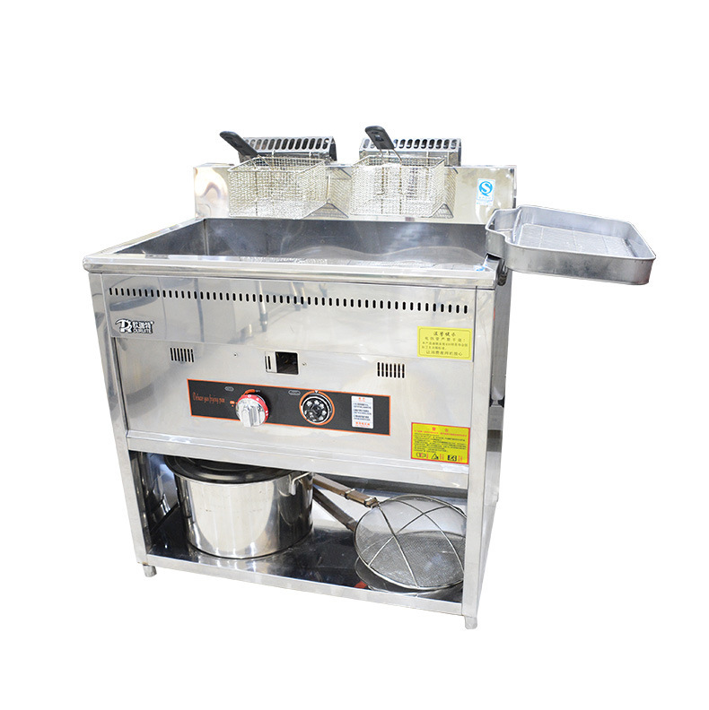 Commercial high-capacity stand-up boiler-heated-barrel gas stove-fried French-fried chicken steak machine