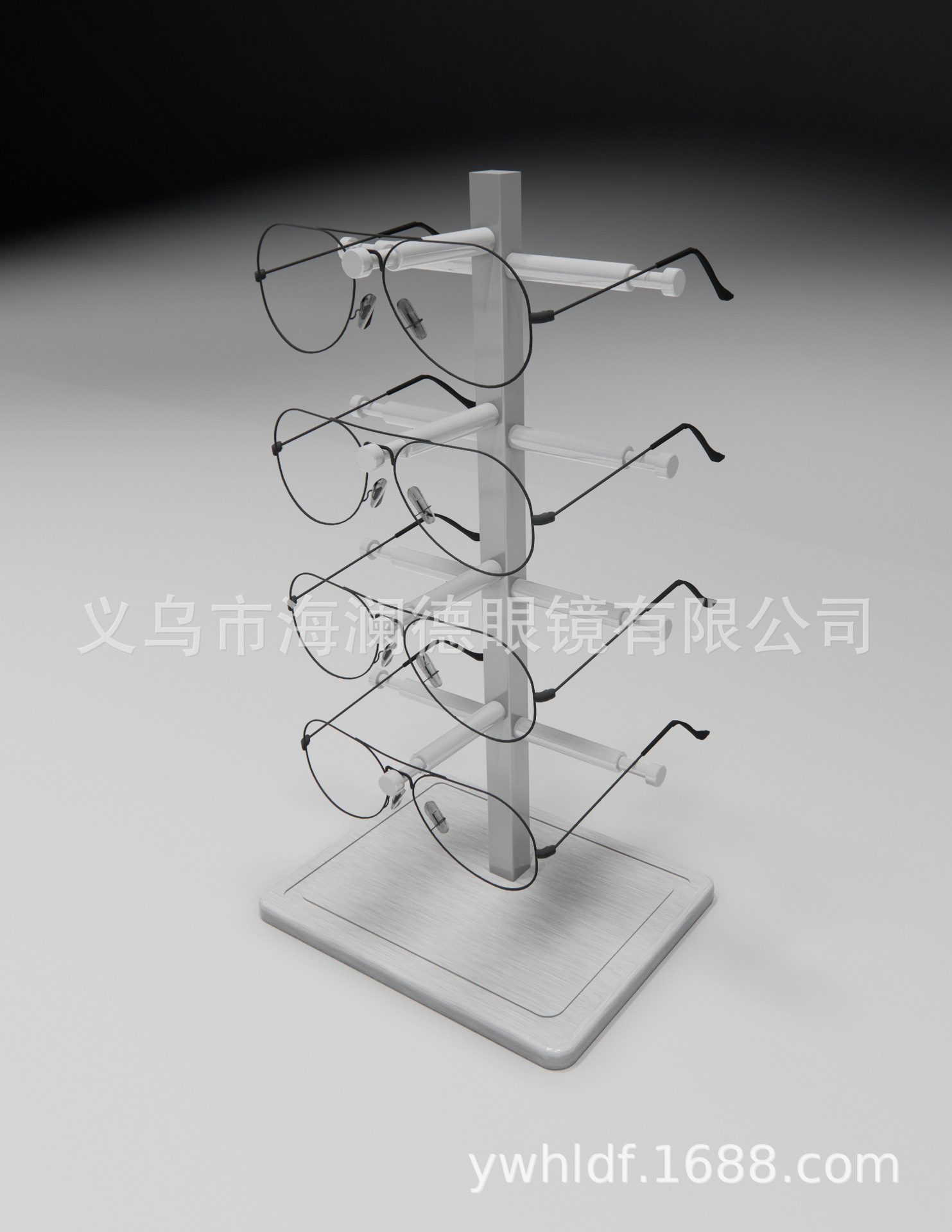 Glasses display a sunglass optical mirror counter staged with table iron