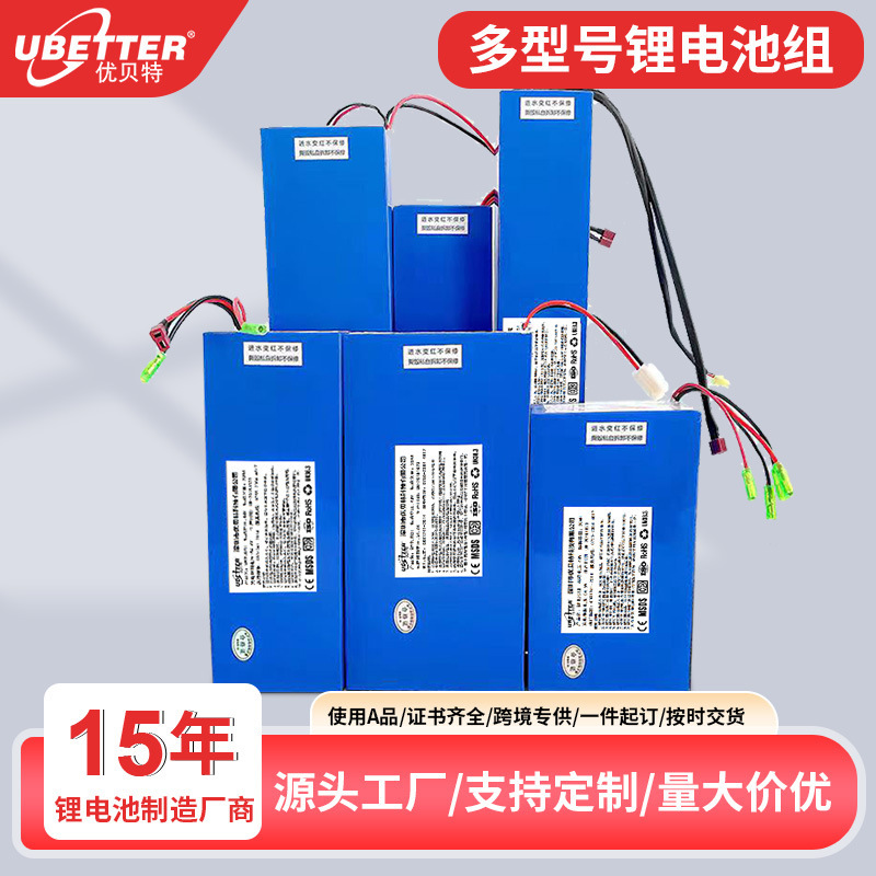 定製24V/36V/48V滑板車電動車動力電池儲能大容量充電鋰電池