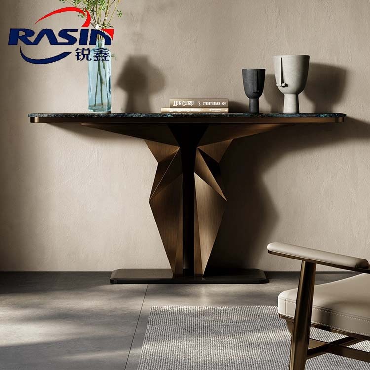 Nordic Light Luxury Rockboard table with a live room apartment creative half a circle view against the wall table