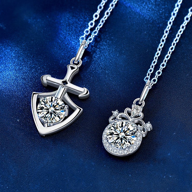 Princess Mosan and Knight 925 pure silver necklaces for each other.