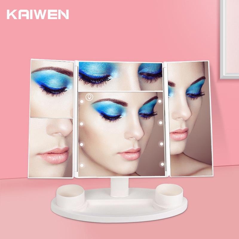 Factory Kevin LED Lamp Triple Mirror 8 Desktop 1X2X3X5X Magnifying Mirror LED Photos