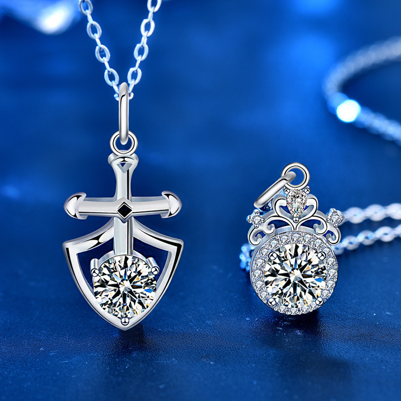 Princess Mosan and Knight 925 pure silver necklaces for each other.