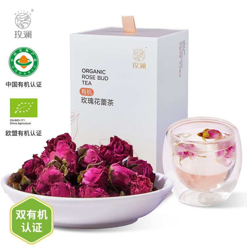 A Chinese/European organic double certified rose bud tea.