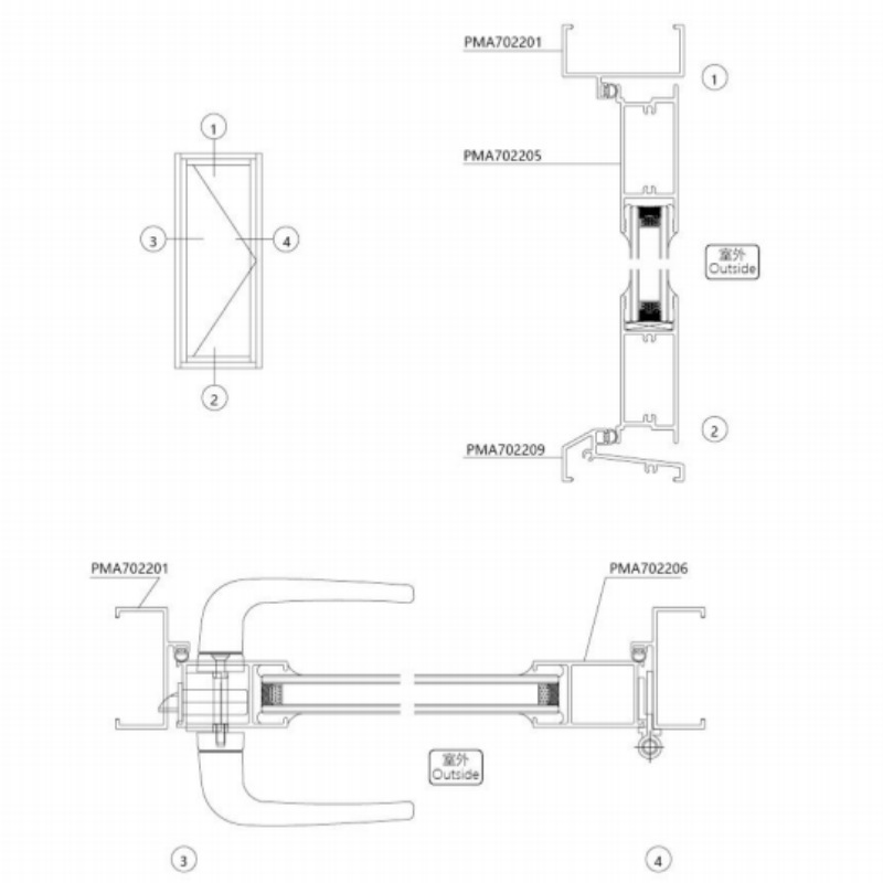 Aluminium in Chinese makes a PMA70 square door open.