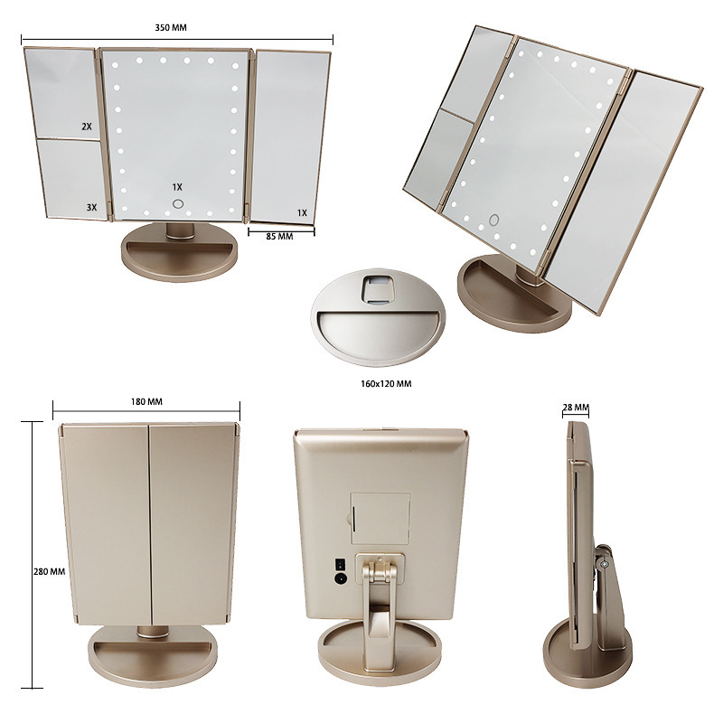 Kevin 24LED mirrors, double-and-triple magnifying mirrors, folding mirrors.