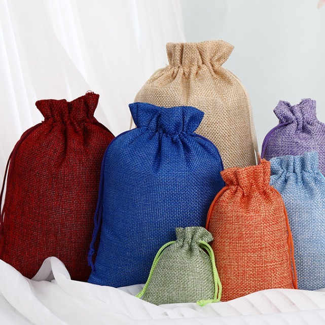 A sack of sacks with a string of make-up, and a jewelry bag with a colour of an ancient Christmas gift.