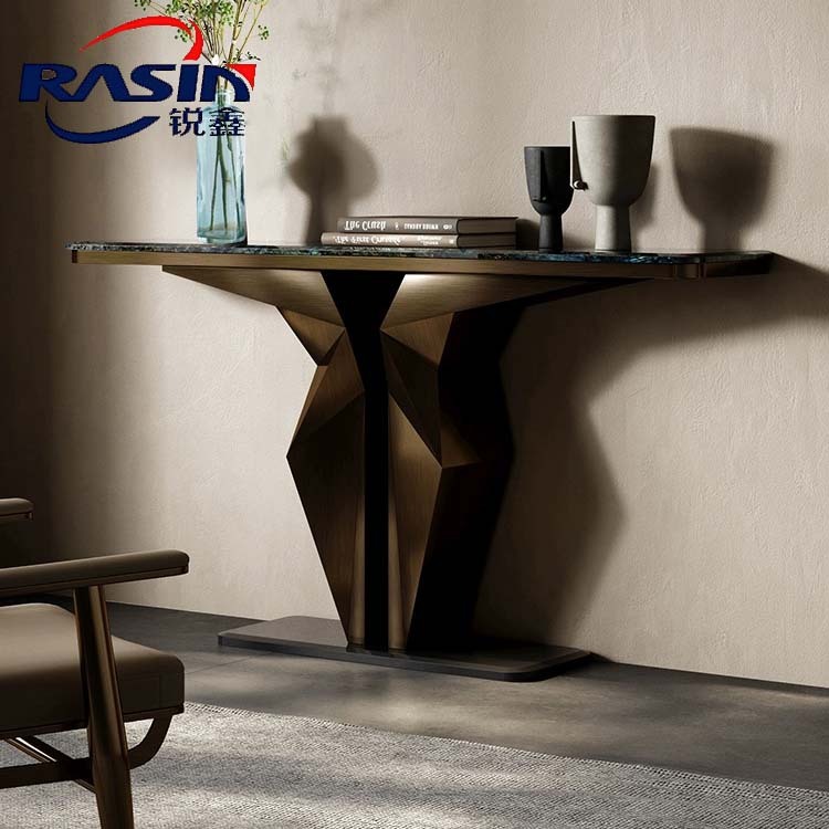 Nordic Light Luxury Rockboard table with a live room apartment creative half a circle view against the wall table