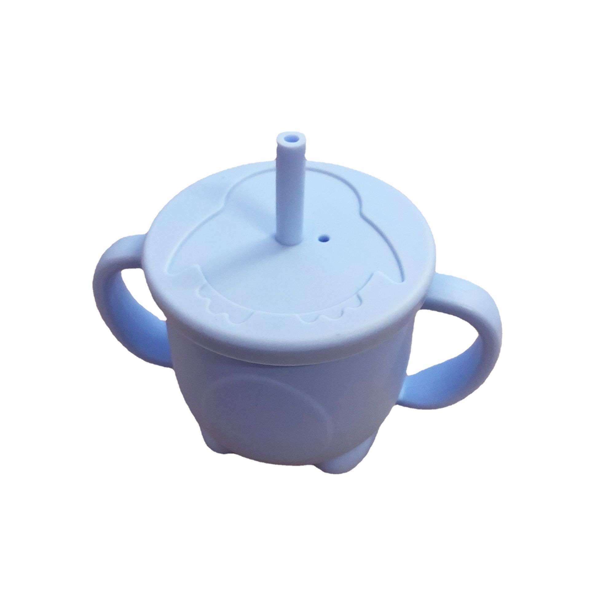 跨境寶寶學飲杯卡通企鵝嬰幼兒防嗆水杯子硅膠吸管杯兒童水杯