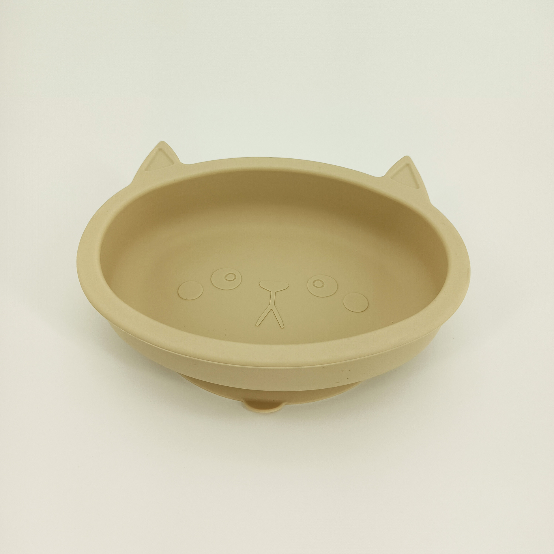 食品級硅膠碗吸盤一體式兒童輔食餐具卡通小貓餐盤寶寶喫飯訓練碗