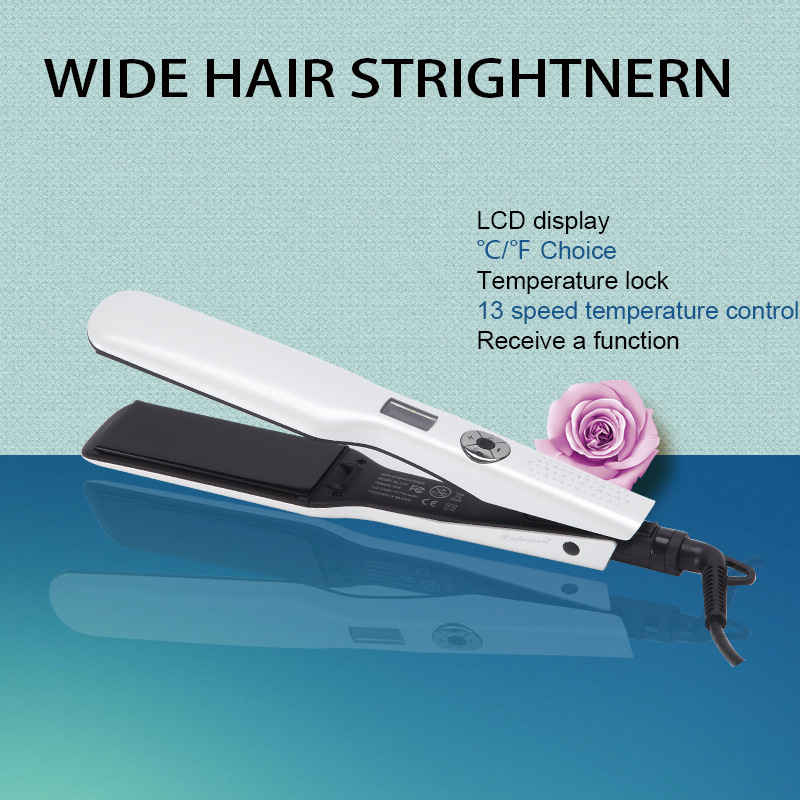 A white electric LCD by a cross-border electric operator shows a hair package with a hot-thiner.