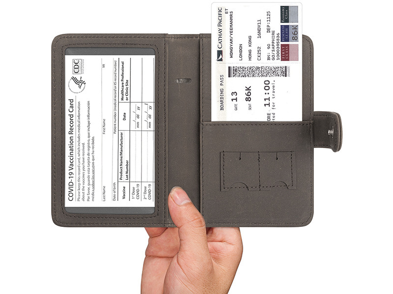 พาสปอร์ตปัจจุบันของสหรัฐอเมริกา RFID แพ็กเกจพาสปอร์ตอเนกประสงค์ PU บ้าหนังม้า พาสปอร์ตกับการ์ดกาแฟ
